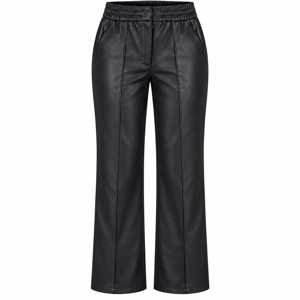 Rebecca Taylor Womens Vegan Leather Pant 6 Navy High Rise Tapered Luxury NWT